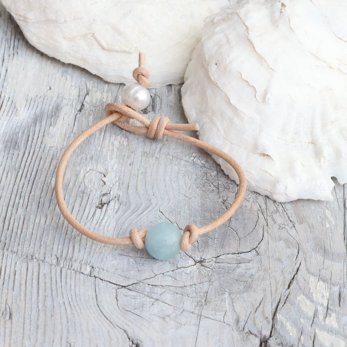 Aquamarine Leather Bracelet