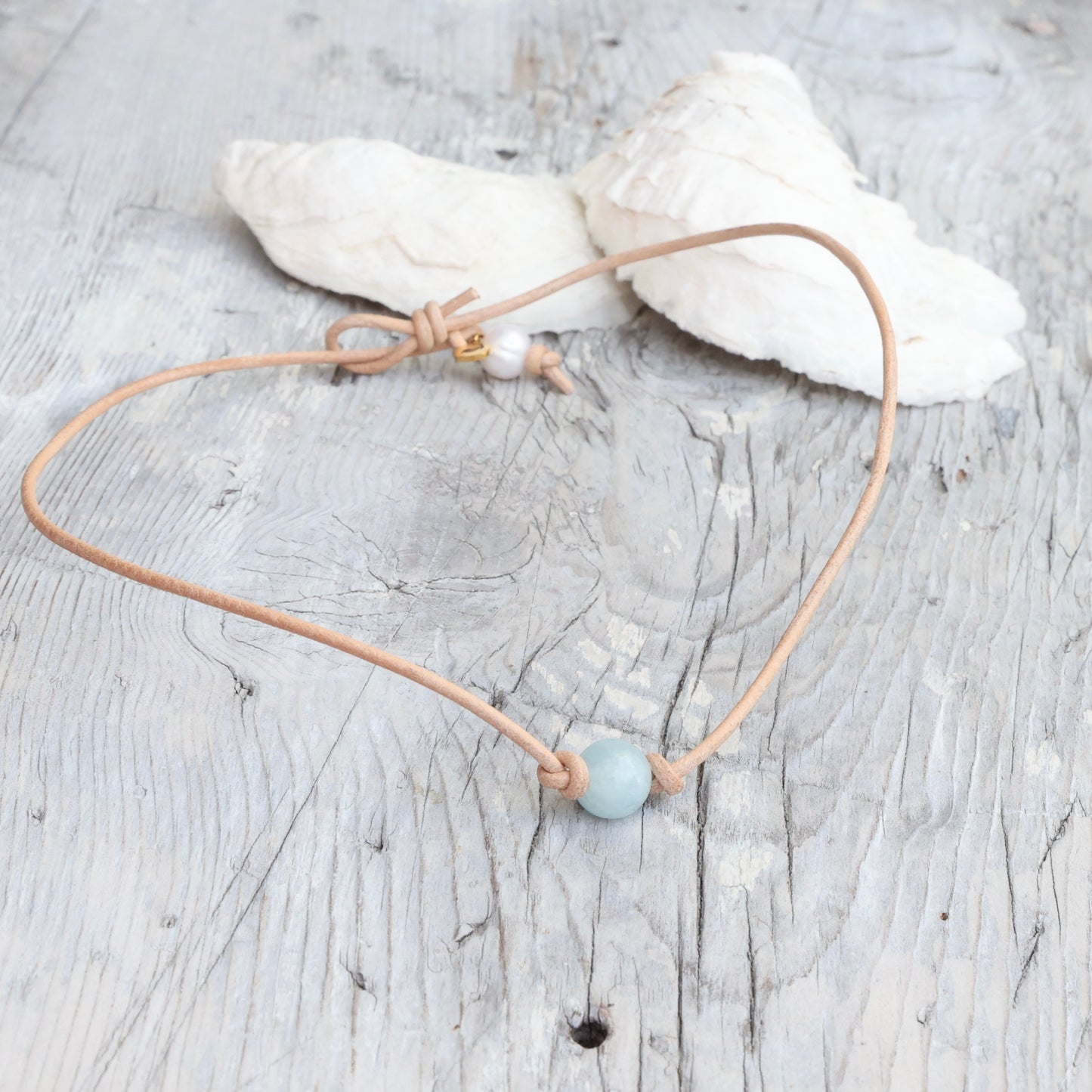 Aquamarine Leather Choker