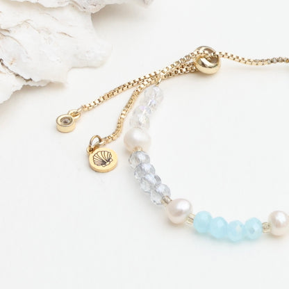 Coastal Icon Scallop Shell Adjustable Pearl Bracelet