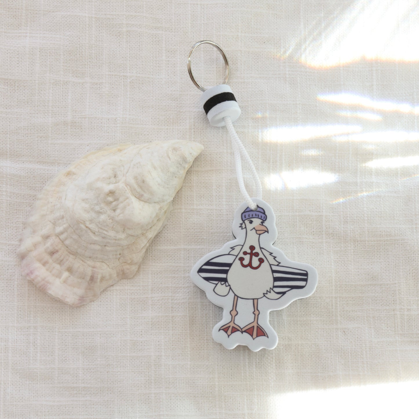 Floating Surfer Seagull Key Chain