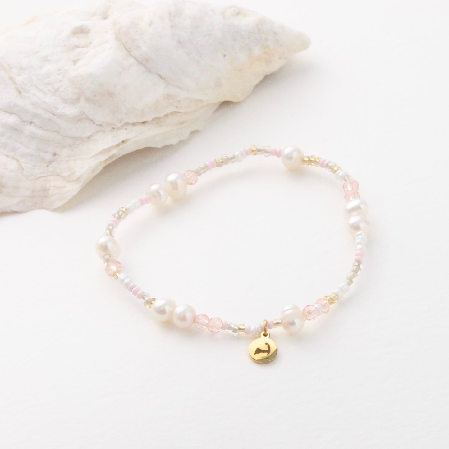 Pink Cloud 9 Pearl Beach Bead Bracelet