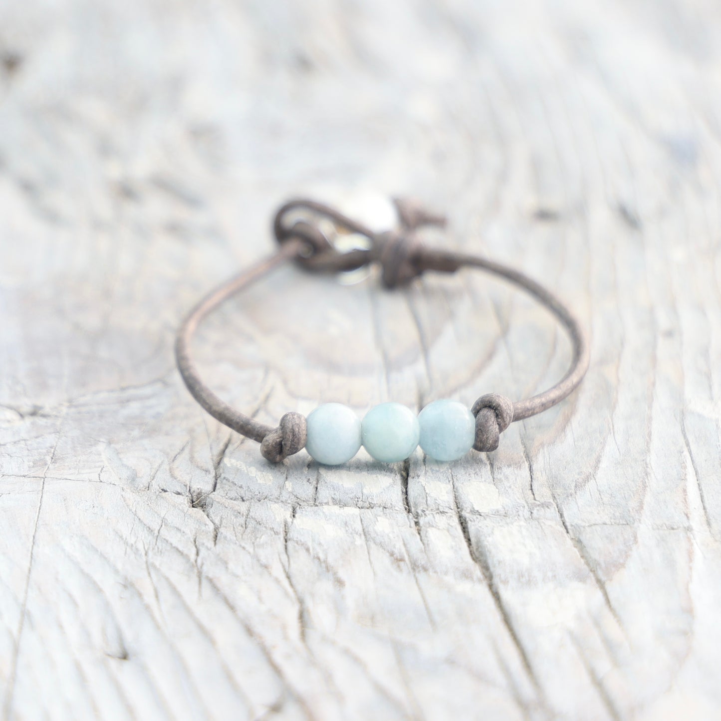 Triple Aquamarine LeatherBracelet