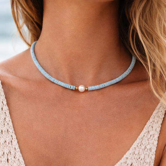 Ala Moana Solid Sea Pearl and Puka Choker