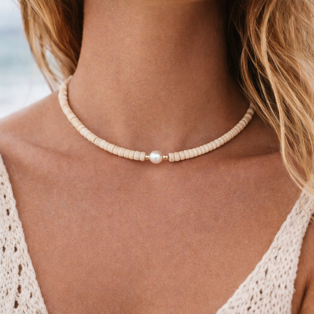 Ala Moana Sand Pearl and Puka Choker