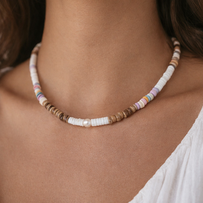 Puka Shell Ocean Breeze Choker Necklace Rainbow
