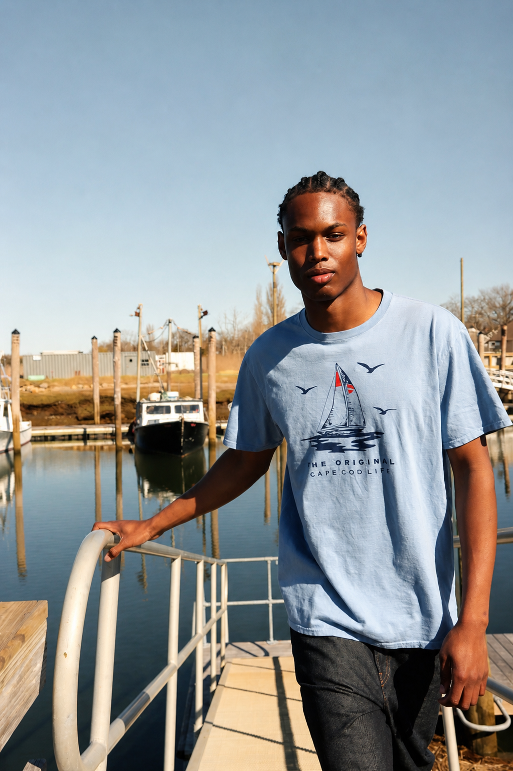 Sail Boat + Seagull Flag T-shirt