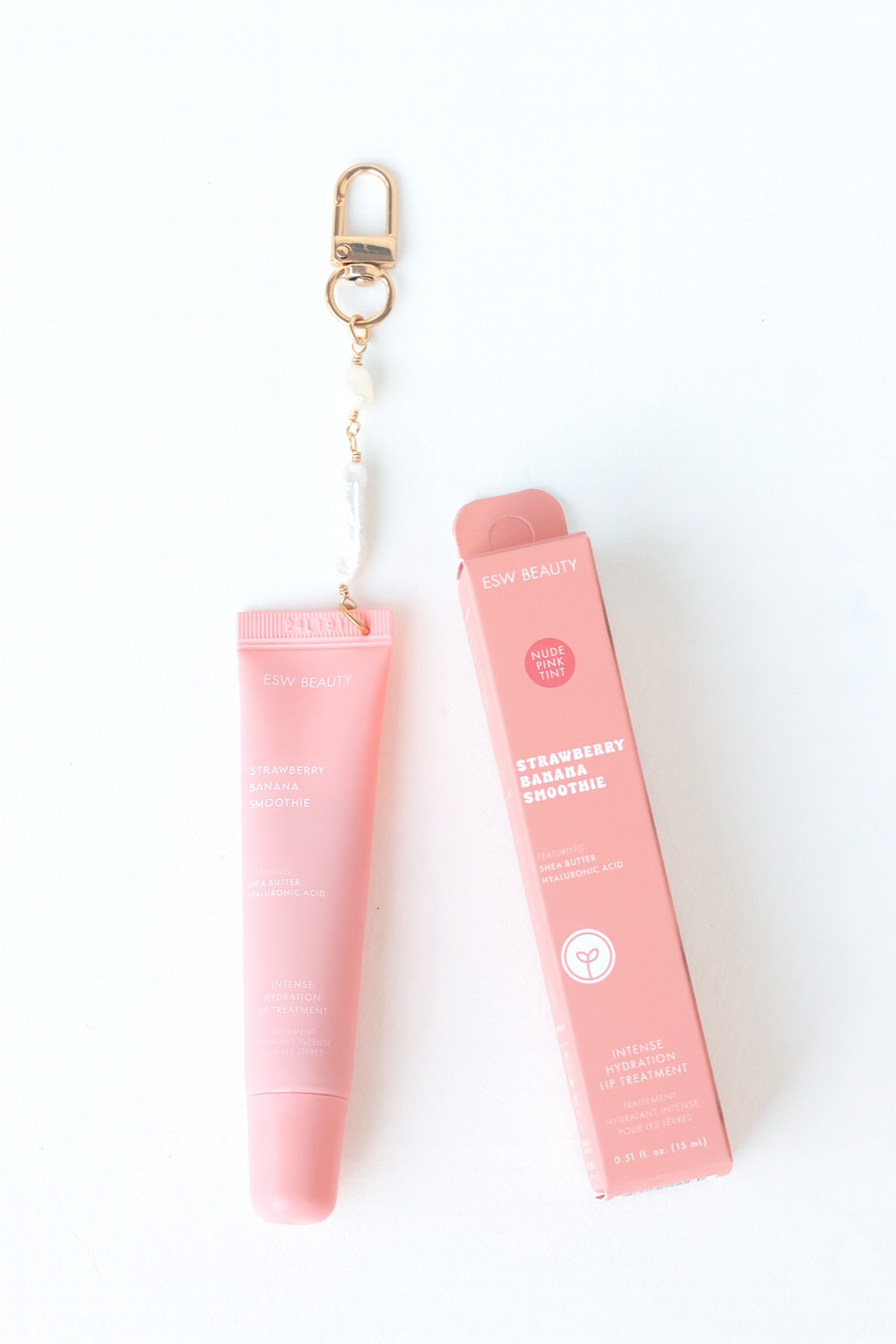 Double Baroque Pearl Chain + Strawberry Banana Smoothie Gloss