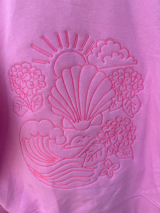 NEW!! Pink Petal Puff Embroidered Zip Hoodie