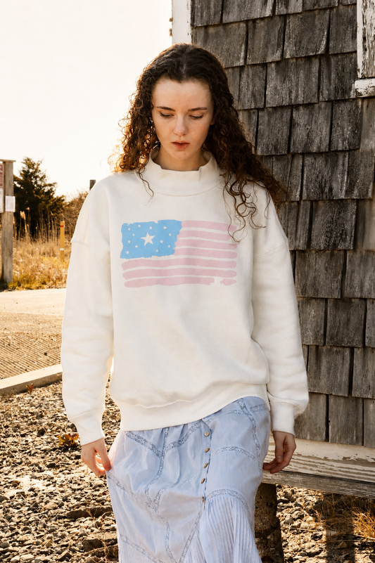 America Flag Icon Mock Neck