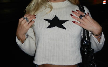 NEW!! Cropped Neutral Star Sweater