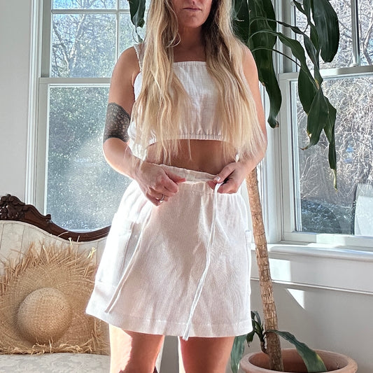 Coastal Waffle Convertible Crop Top