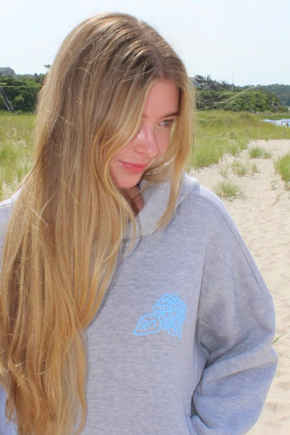 Full Length Cape Cod Puff Hoodie Ash Gray - Blue Wave Art