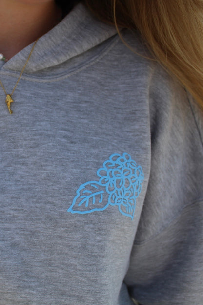 Full Length Cape Cod Puff Hoodie Ash Gray - Blue Wave Art