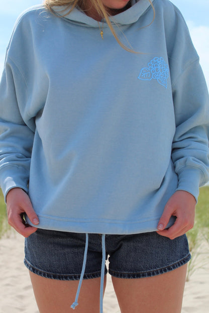 Crop Cape Cod Puff Hoodie Ella Blue - Blue Wave Art