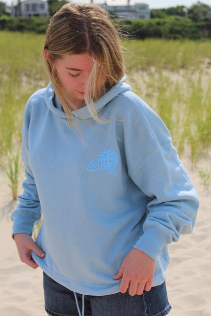 Crop Cape Cod Puff Hoodie Ella Blue - Blue Wave Art