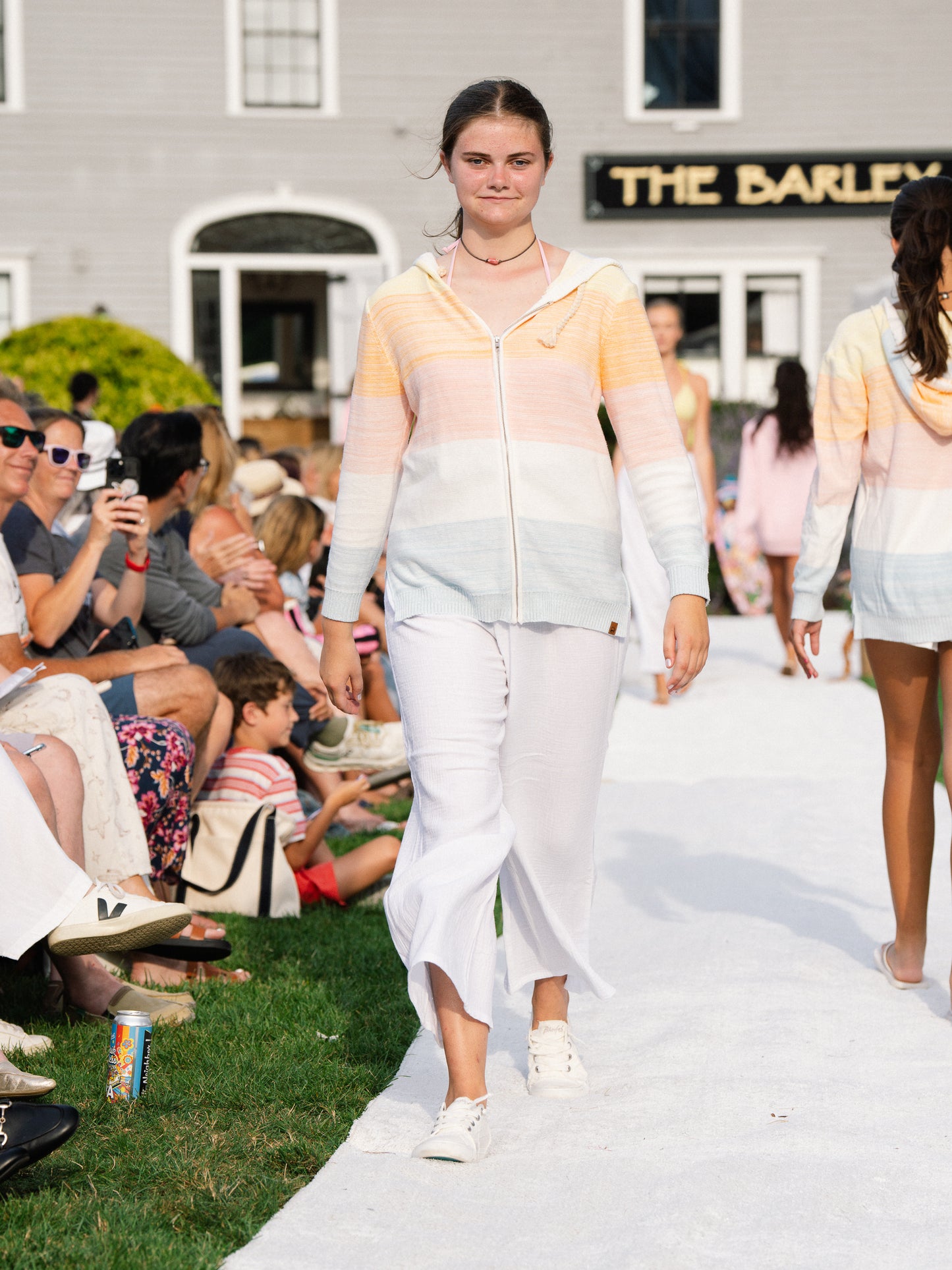 Zip Blue Block Up Beach Sweater