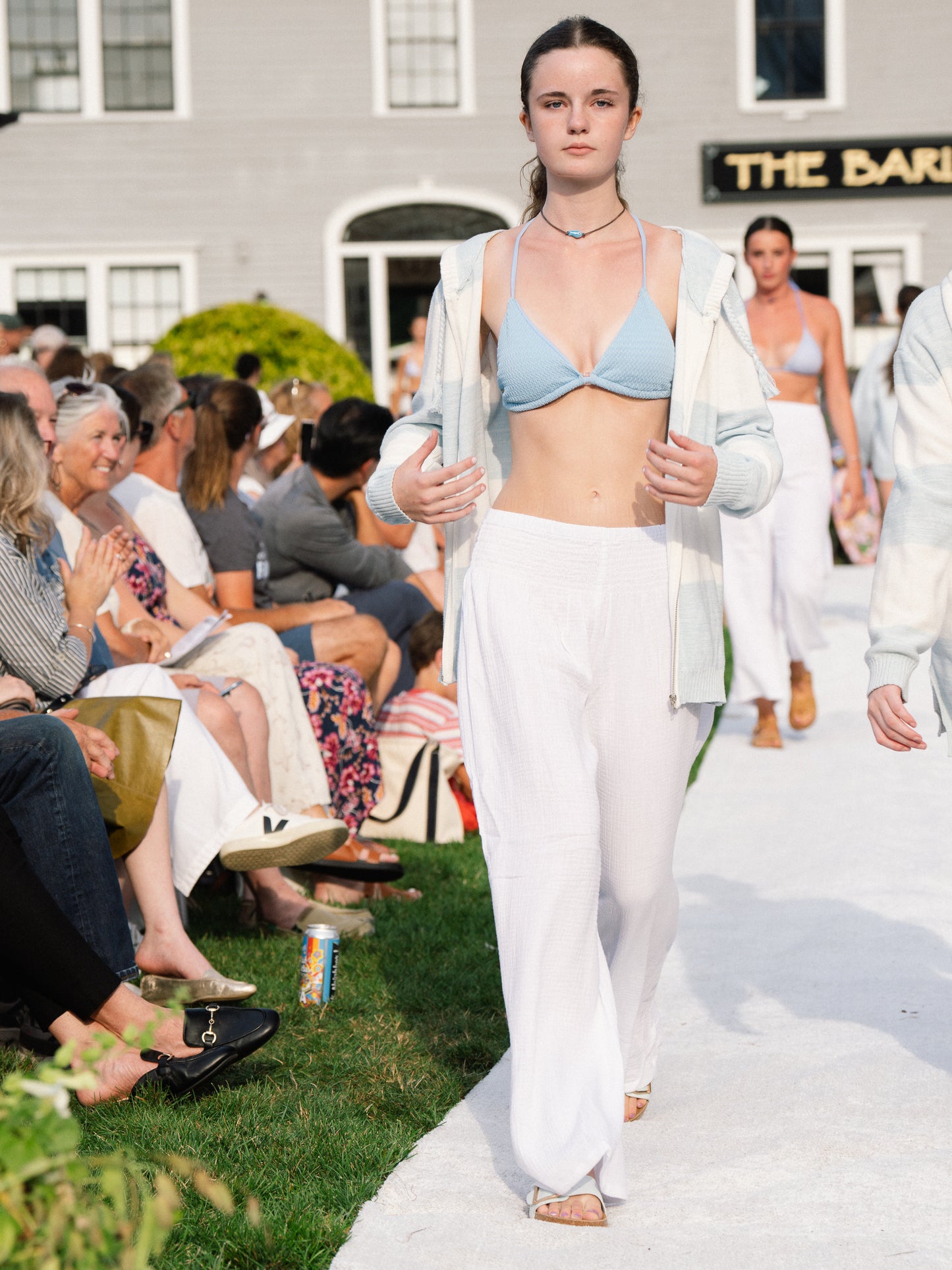 Zip Blue Block Up Beach Sweater