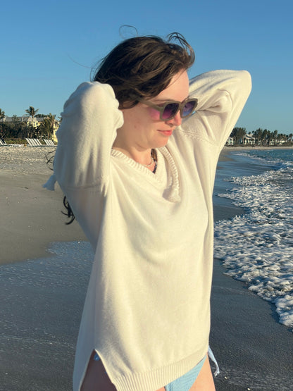 Classic White Hooded Beach Sweater