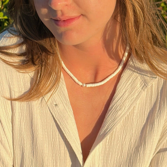 Puka Shell Ocean Breeze Choker Necklace Cloud