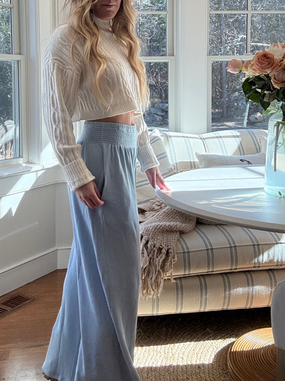 Powder Blue Coastal Waffle Pant