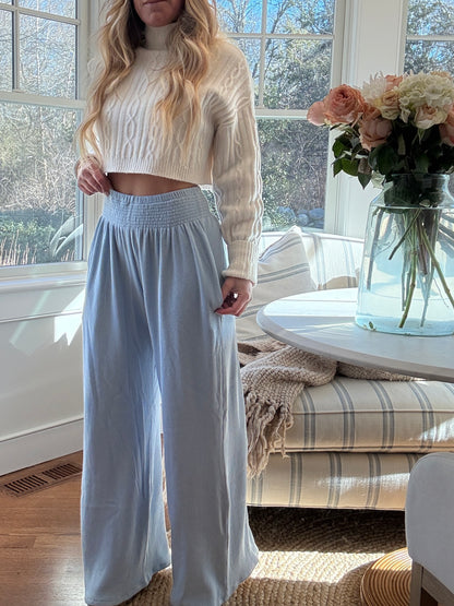 Powder Blue Coastal Waffle Pant