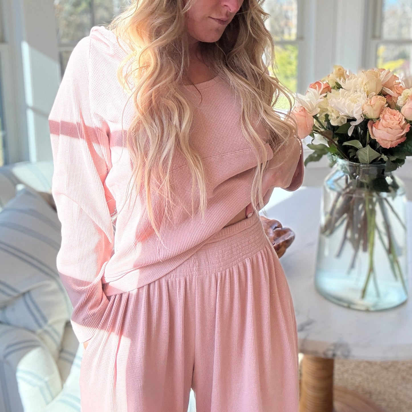 Ballet Blush Waffle Pullover Hoodie