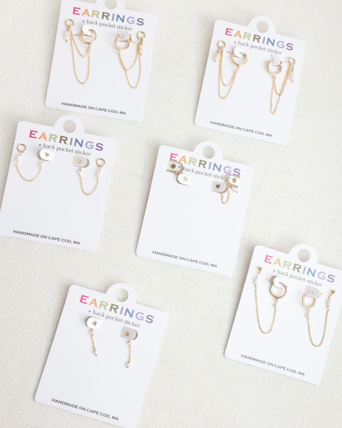 Linked Up Heart to Pearl Double Pierced Earrings