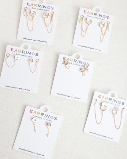 Linked Up Heart to Pearl Double Pierced Earrings