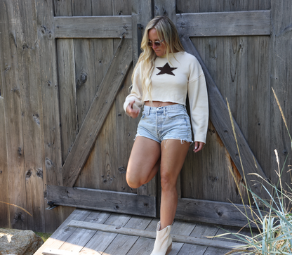 NEW!! Cropped Neutral Star Sweater