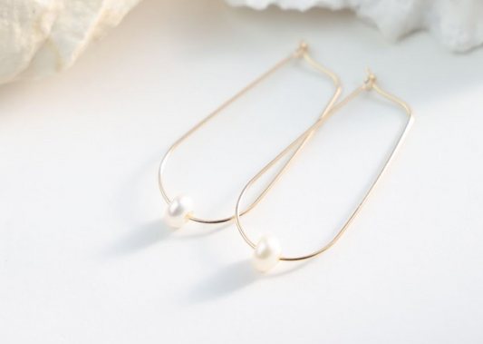 Pearl Drop Hoops