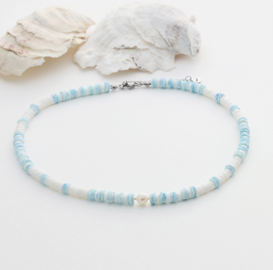 Puka Shell Ocean Breeze Choker Necklace SKY