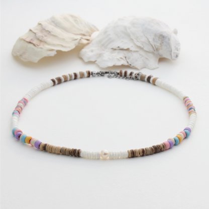 Puka Shell Ocean Breeze Choker Necklace Rainbow