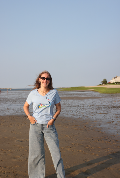 NEW!! Cape Cod Navy V-Neck Tee - Blue Soul