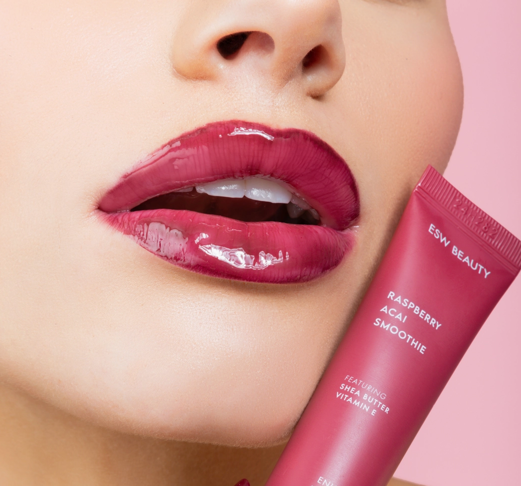 NEW!! Raspberry Acai Smoothie Lip Gloss + Pearl Chain