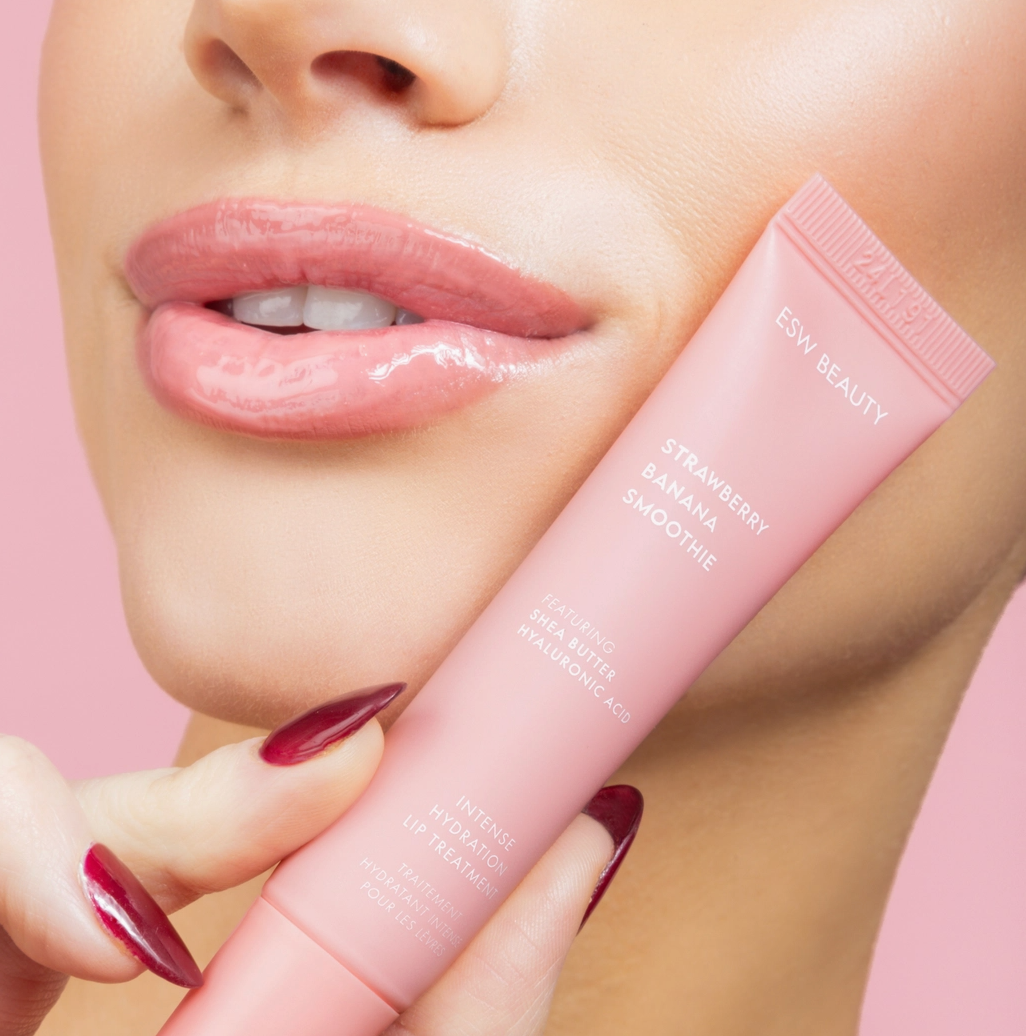 NEW!! Strawberry Banana Smoothie Lip Gloss + Pearl Chain