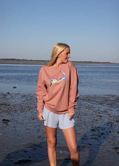 NEW!! Cape Cod Abstract Map Crewneck Fleece