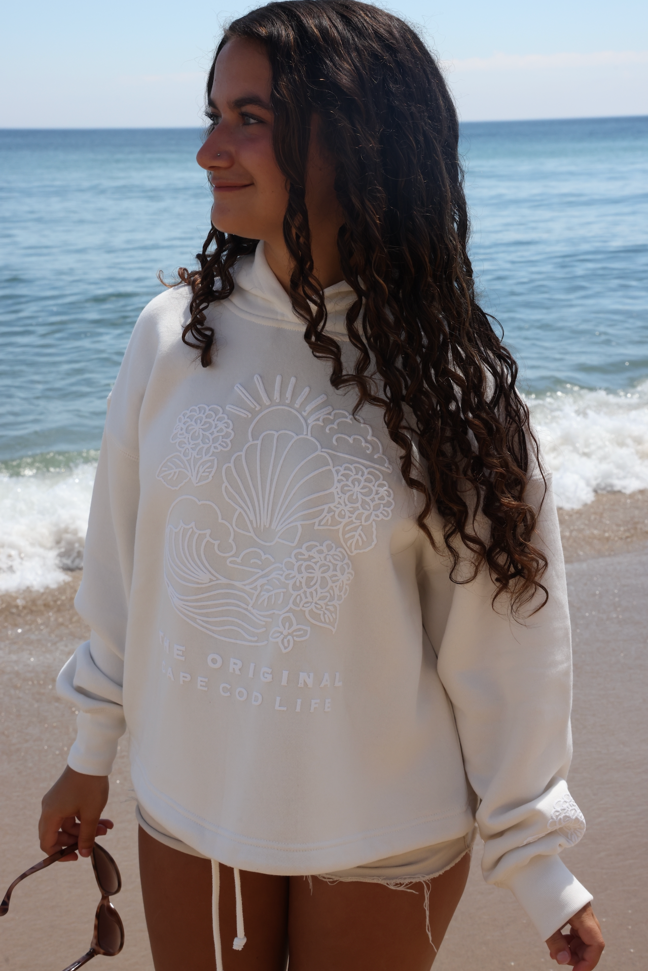 Cape Cod Puff Hoodie White Crop
