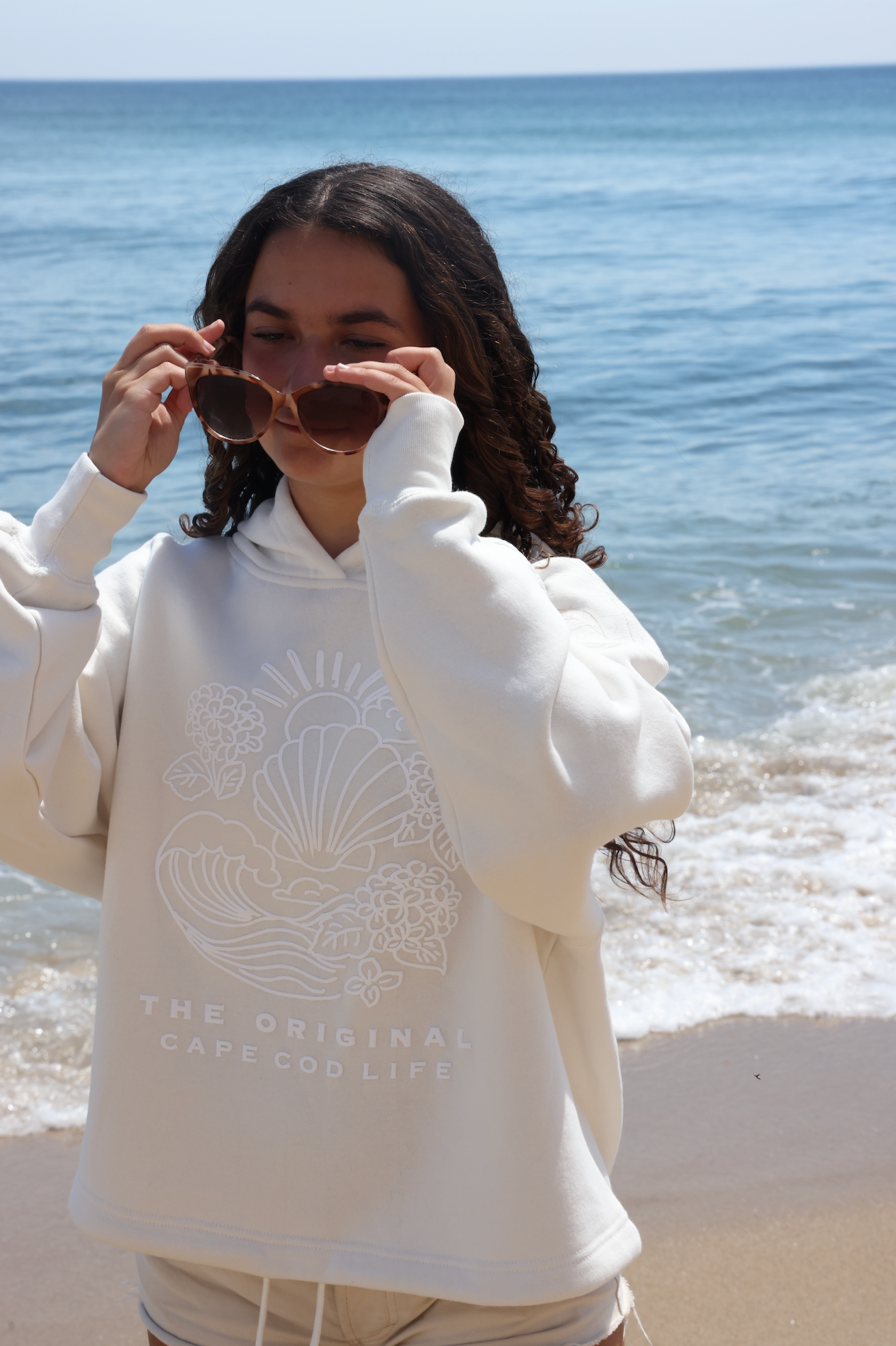 Cape Cod Puff Hoodie White Crop