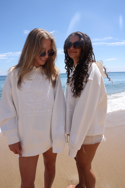 Cape Cod Puff Hoodie White Crop