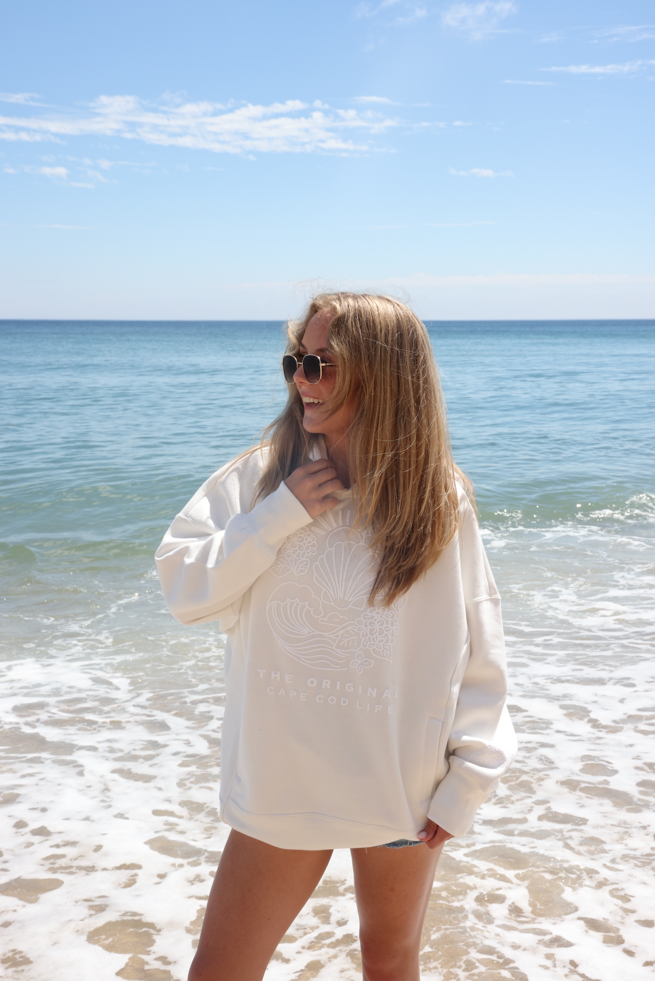 Cape Cod Puff Hoodie White Full Length