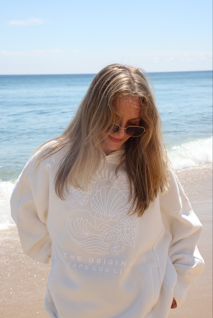 Cape Cod Puff Hoodie White Full Length