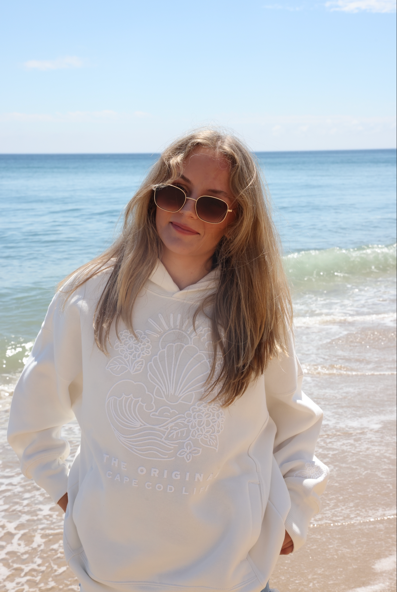 Cape Cod Puff Hoodie White Full Length