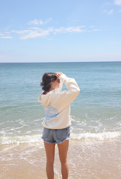Cape Cod Puff Hoodie Blue Full Crop