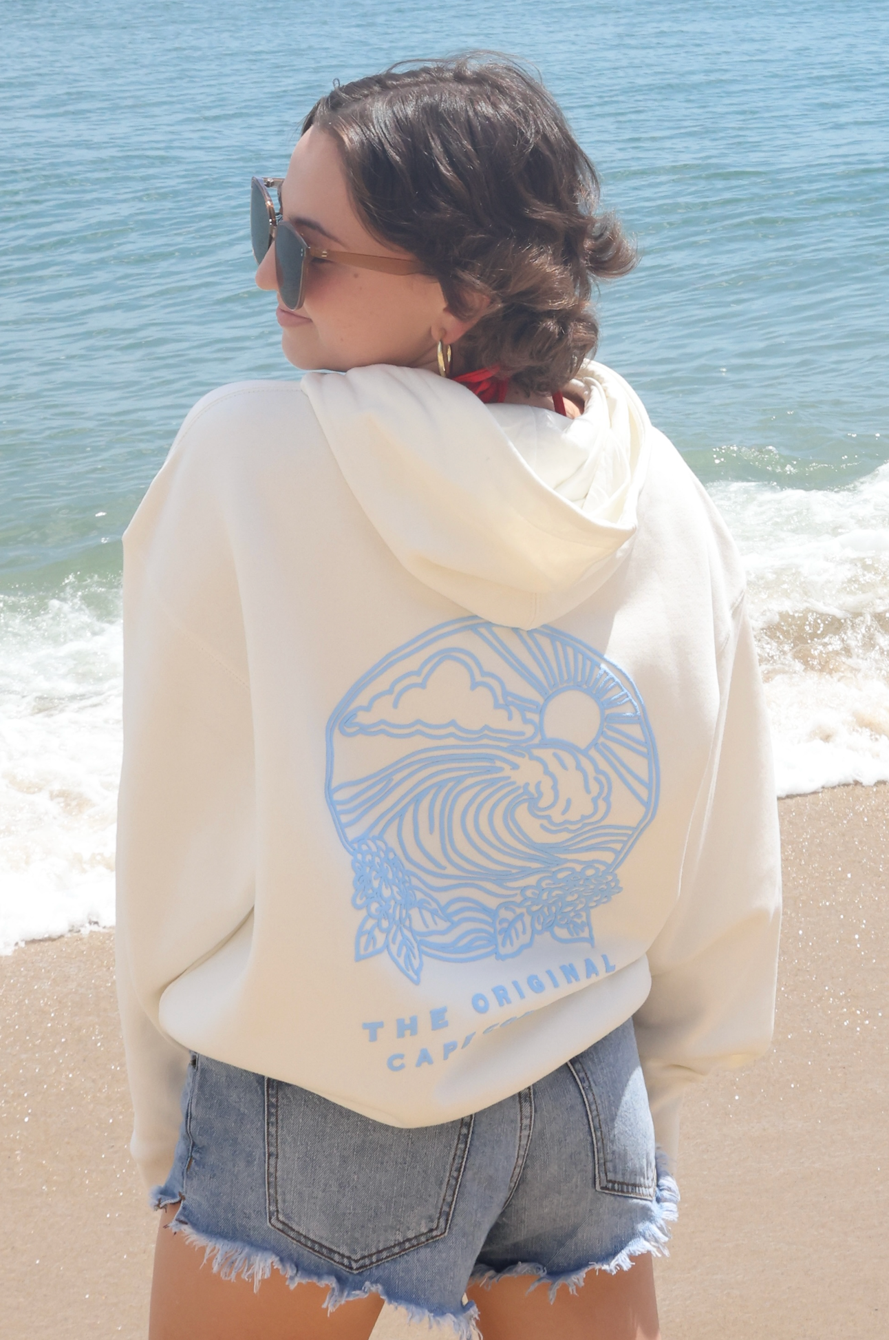 Cape Cod Puff Hoodie Blue Full Crop