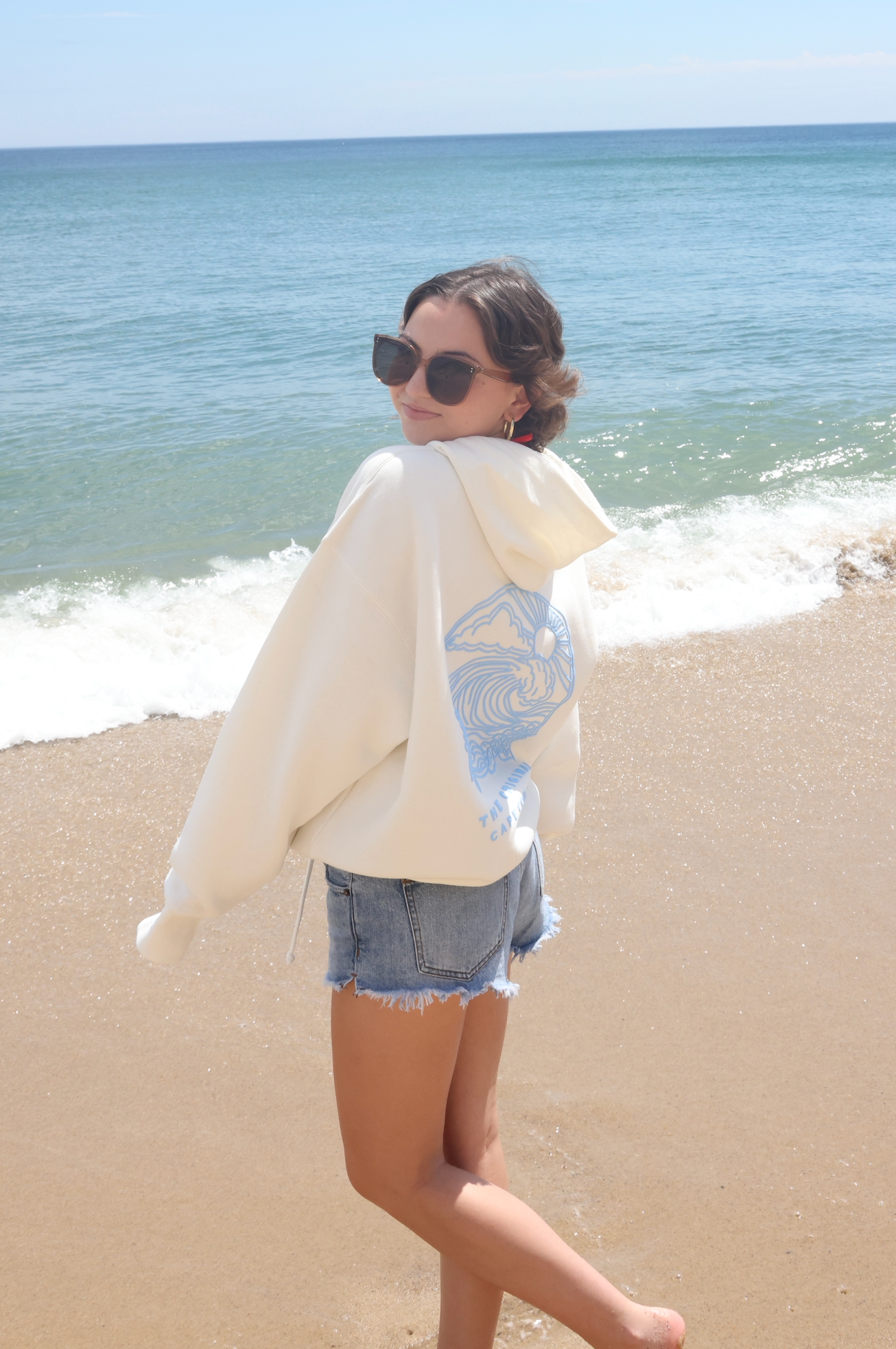 Cape Cod Puff Hoodie Blue Full Crop
