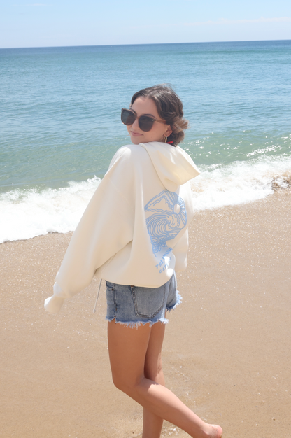 Cape Cod Puff Hoodie Blue Full Crop