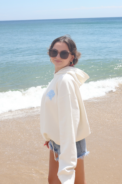 Cape Cod Puff Hoodie Blue Full Crop