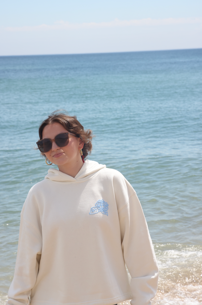 Cape Cod Puff Hoodie Blue Full Crop
