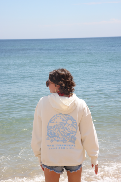 Cape Cod Puff Hoodie Blue Full Crop
