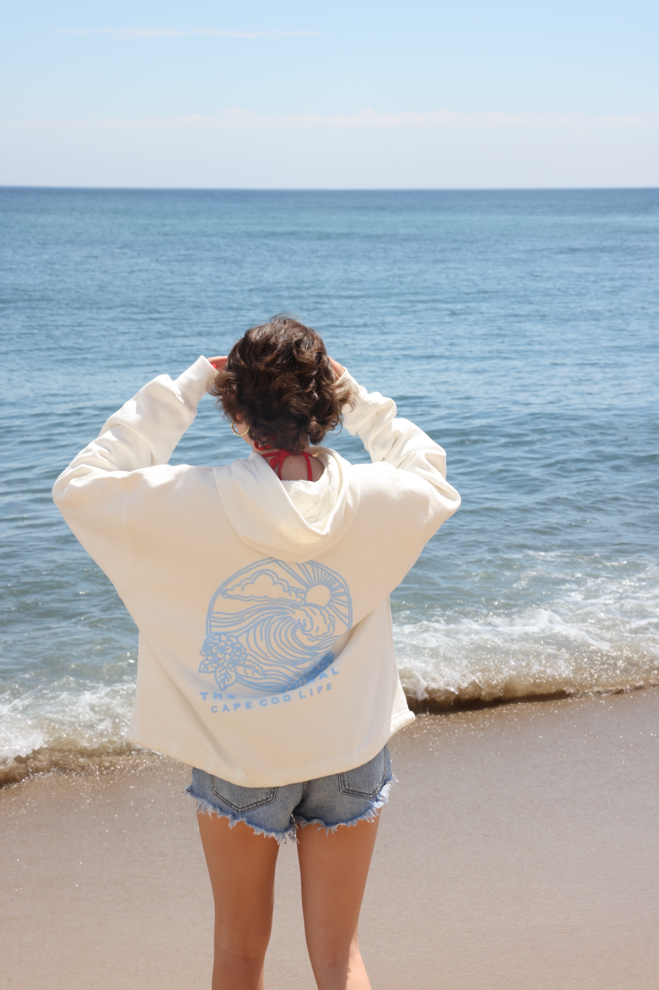 Cape Cod Puff Hoodie Blue Full Crop